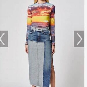 Hudson Denim Pencil Patchwork Skirt